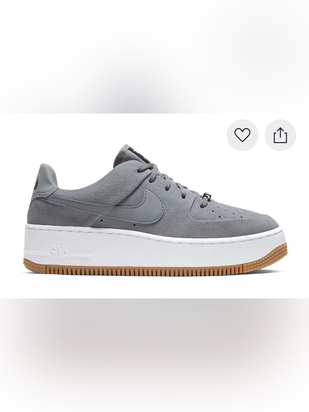 Nike Women’s Gray Suede Platform Sneakers with White Midsole and Gum Outsole